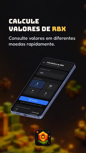 Tela da calculadora de RBX no aplicativo